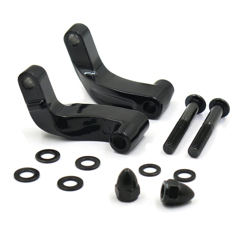 SMT-MOTO SMT- Black Aluminum Alloy Mirrors Mount Adapter Compatible With H-D Fat Bob Softail Dyna Cvo Softail Low Rider Motorcycle [P/N: MT387-BK] [B00RNIVMYK] - Image 1